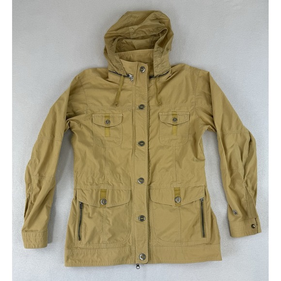 KUHL Women's Small Rekon Jacket‎ Chore Safari Hiking Lt Mustard 6 Pockets Hood - Picture 1 of 10